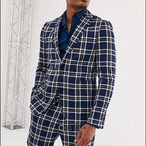 Navy Plaid 3 Piece Suit